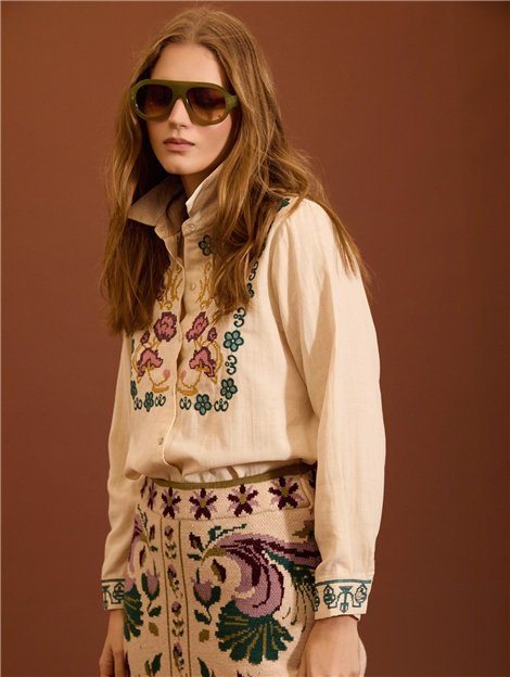 Meisie Camisa con bordado floral