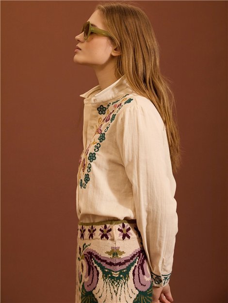 Meisie Camisa con bordado floral