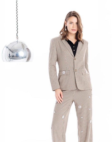 Zoe Pantalón cuadros y joyas decorativas