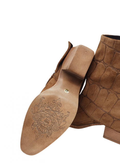 Vosso Moda Botín piel coco antelina