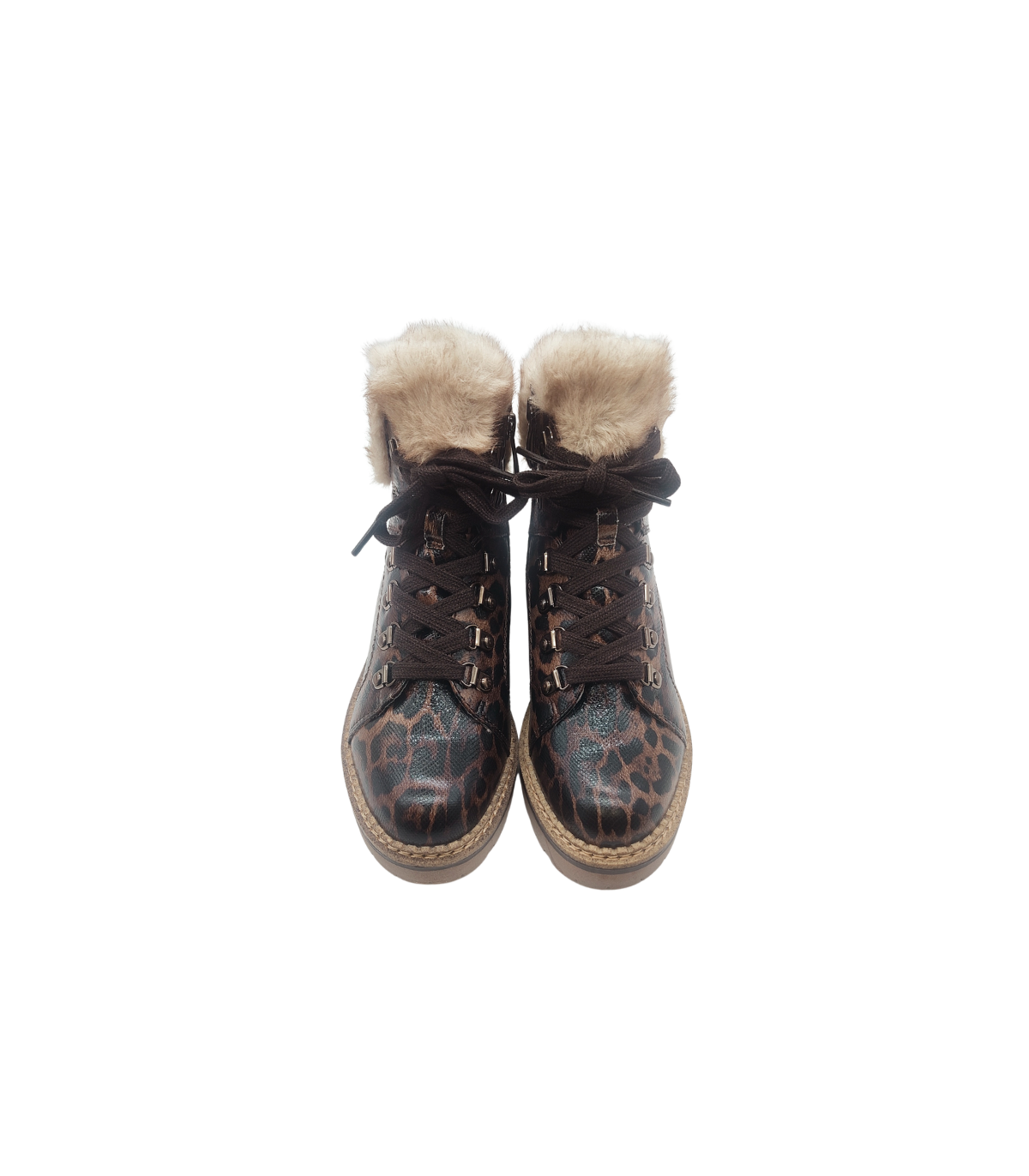 Tamaris Botín con cordones animal print