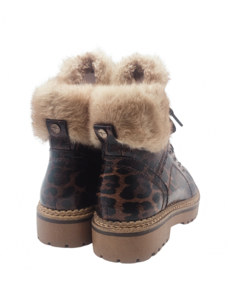Tamaris Botín con cordones animal print