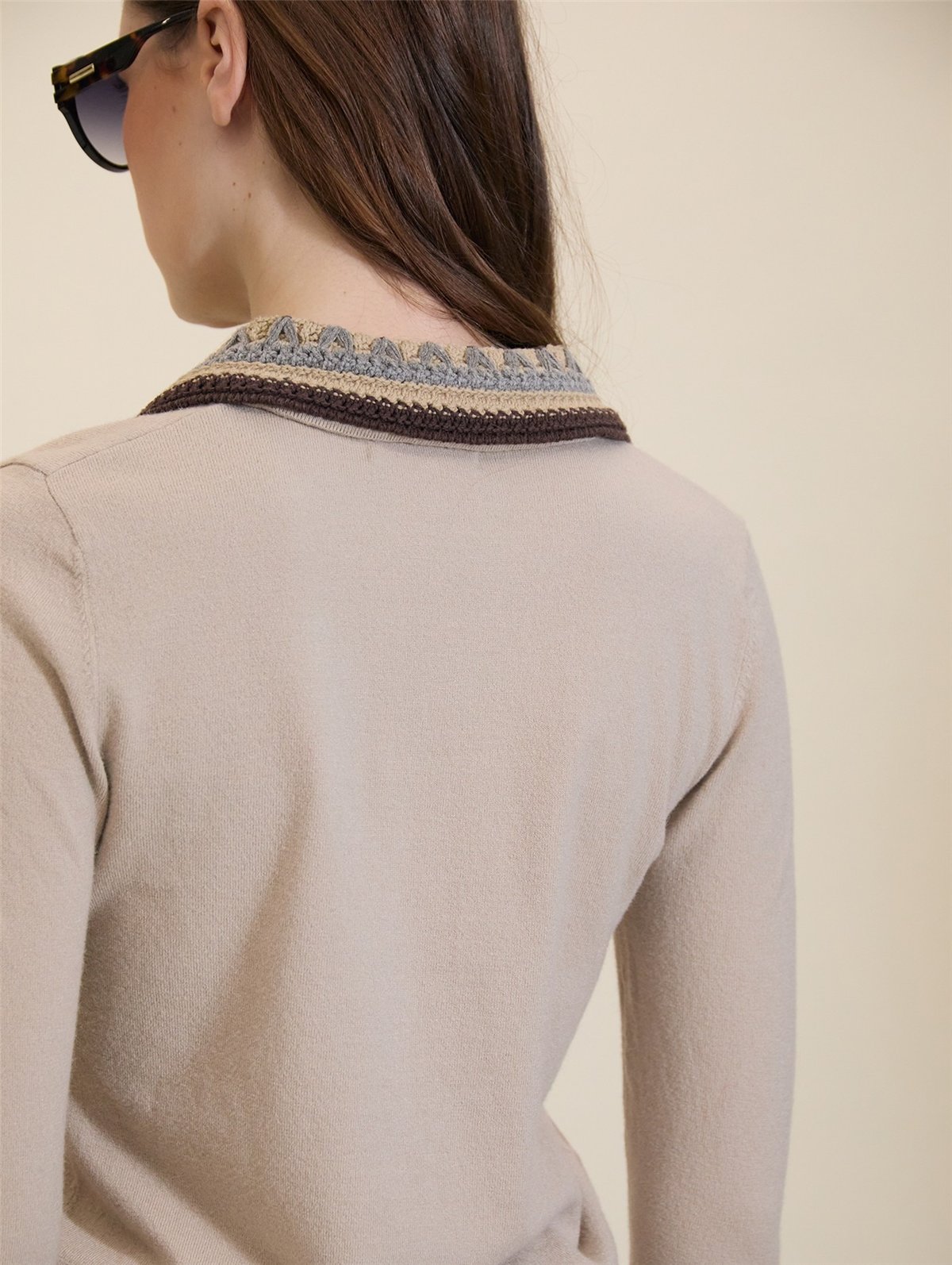 Meisie Jersey con cuello polo crochet