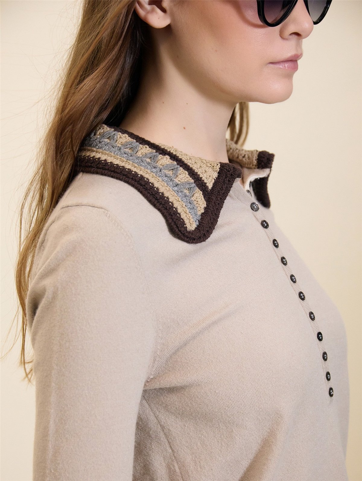 Meisie Jersey con cuello polo crochet