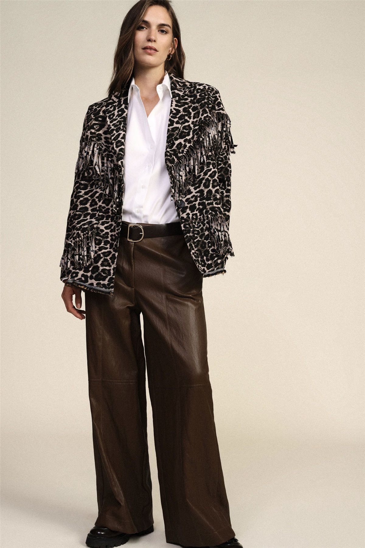 Dixie Pantalón ecopiel color marrón
