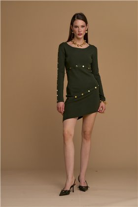 Nosecrets Vestido de punto oliva con diseño asimétrico