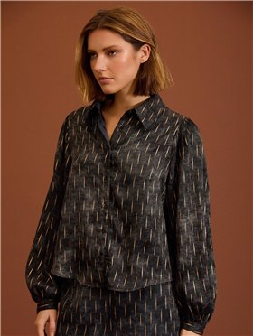 Meisie Blusa satinada con estampado dorado