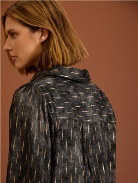 Meisie Blusa satinada con estampado dorado