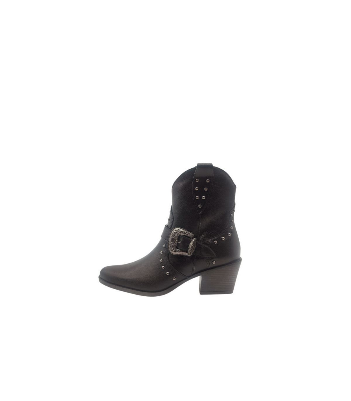 Vosso Moda Botín cowboy tachas y hebilla decorativa