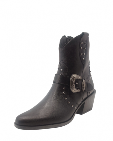 Vosso Moda Botín cowboy tachas y hebilla decorativa