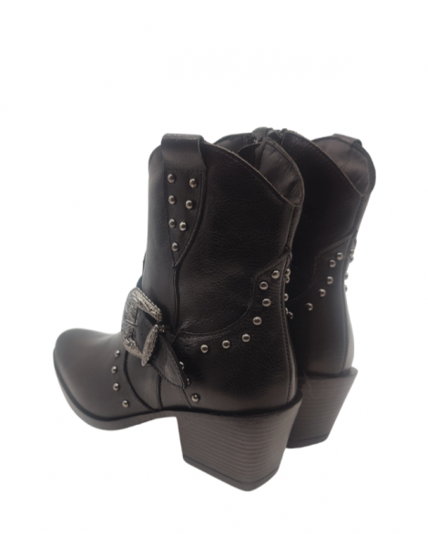 Vosso Moda Botín cowboy tachas y hebilla decorativa