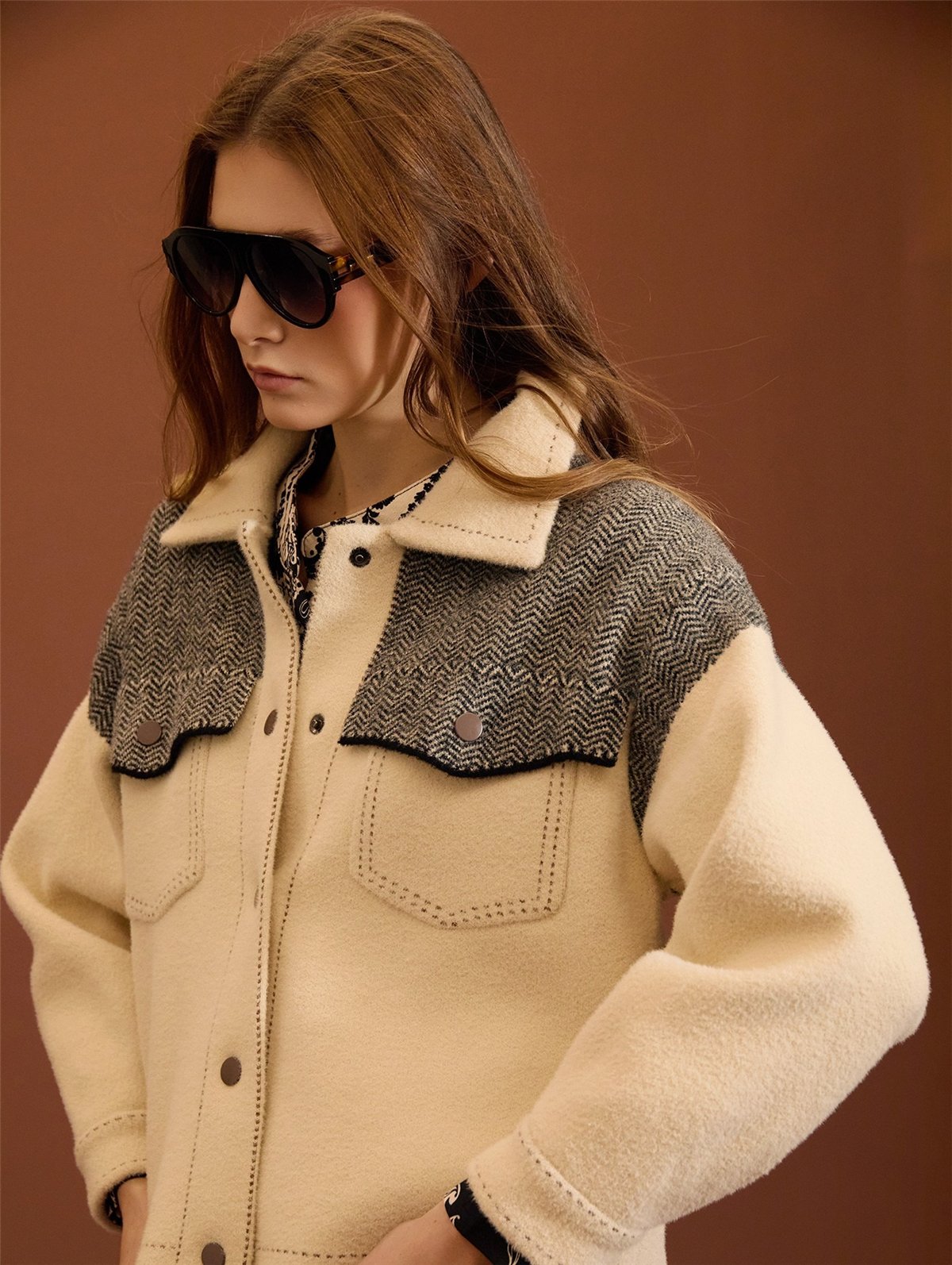 Meisie Chaqueta de punto en espiga bicolor