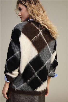 Dixie Cárdigan estampado rombos oversize
