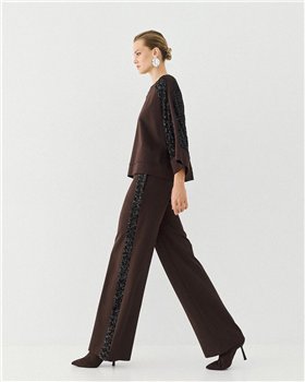 Acces Pantalón recto con listón de lentejuelas