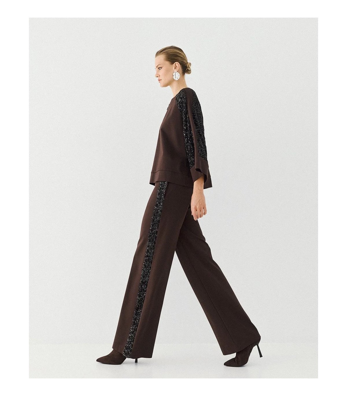 Acces Pantalón recto con listón de lentejuelas