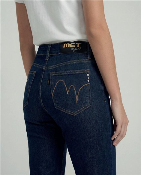 MET Jeans de pernera recta azul oscuro detalle joyas