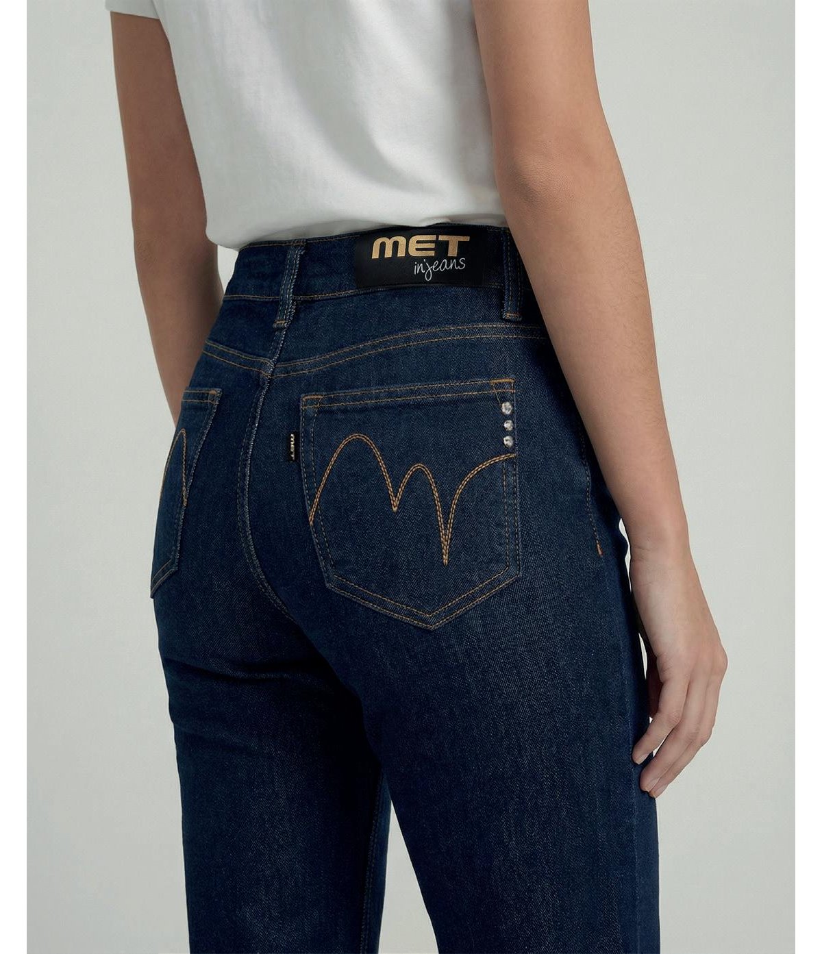 MET Jeans de pernera recta azul oscuro detalle joyas