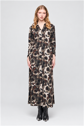Malena Vestido Ilia estampado con cuello solapa