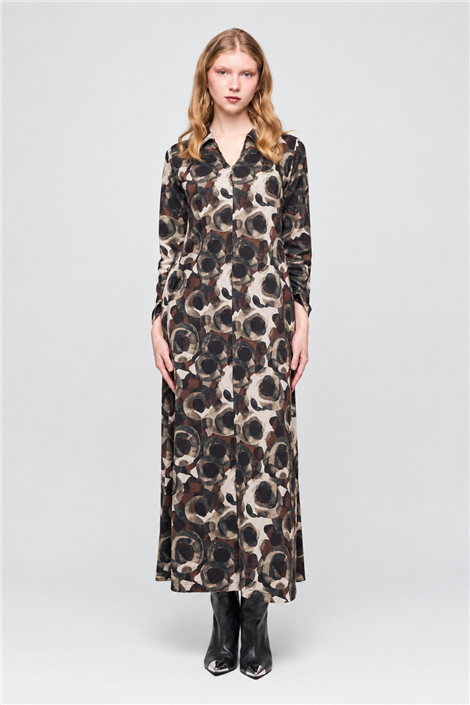 Malena Vestido Ilia estampado con cuello solapa