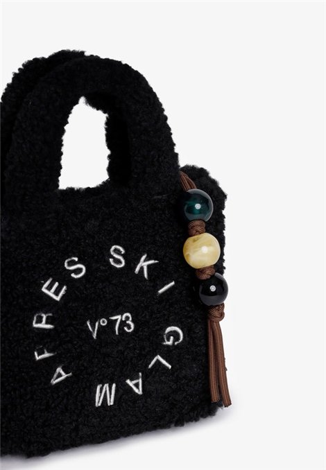 V73 Bolso negro mini borreguito