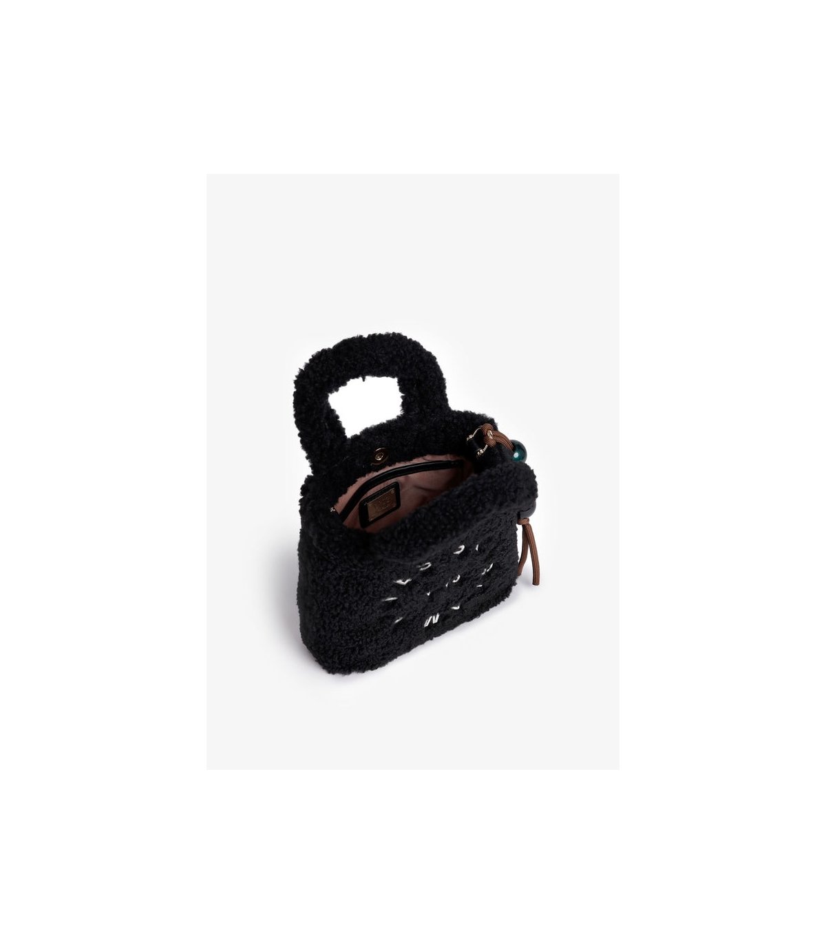 V73 Bolso negro mini borreguito