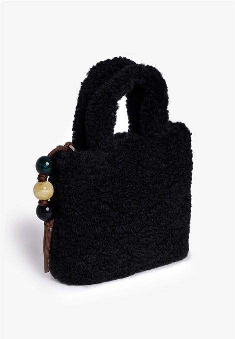 V73 Bolso negro mini borreguito