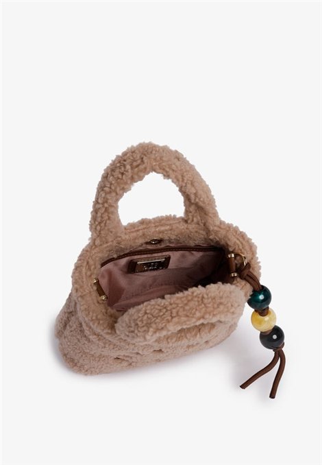 V73 Bolso beige mini borreguito