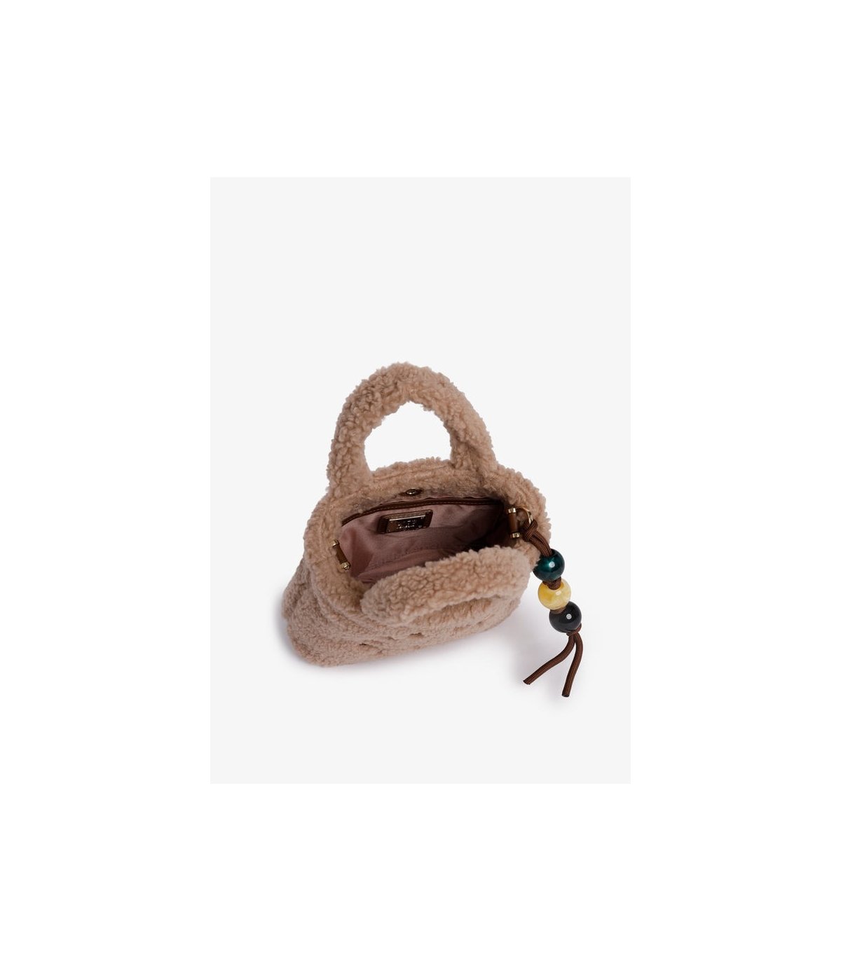 V73 Bolso beige mini borreguito