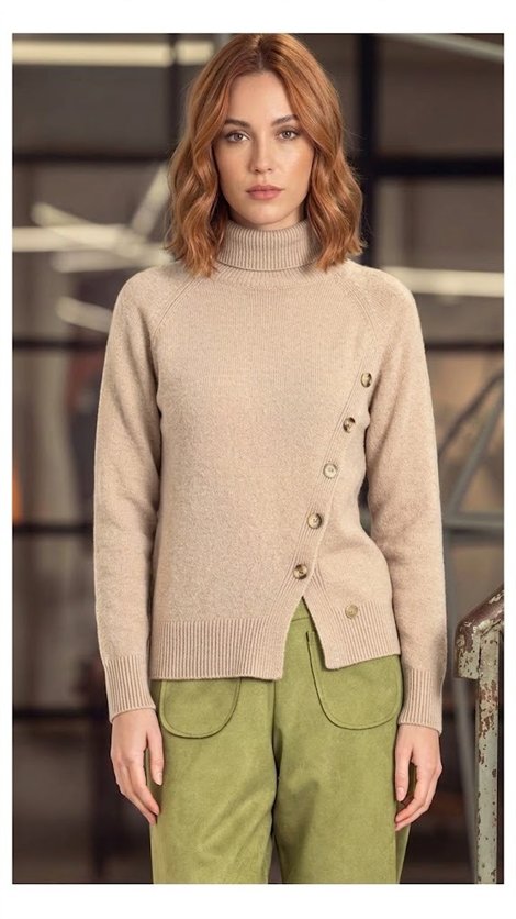 Scusi Jersey con botones decorativos color beige