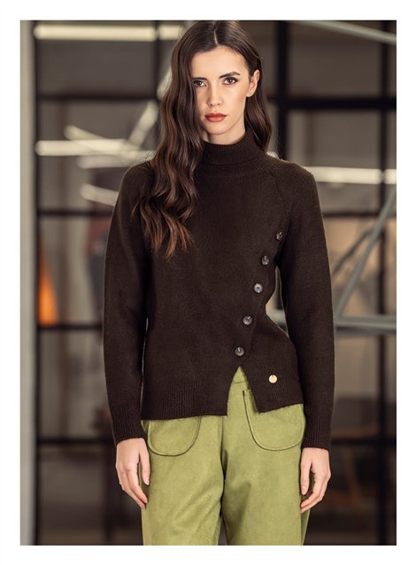 Scusi Jersey con botones decorativos color chocolate