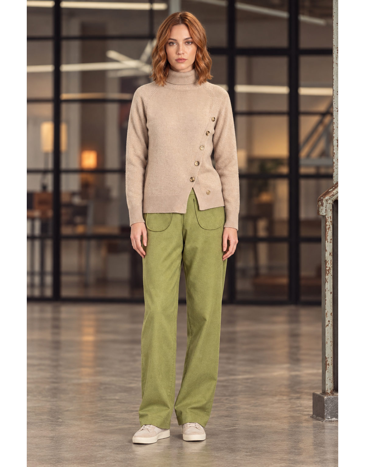Scusi Jersey con botones decorativos color beige