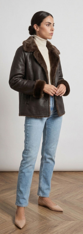 SCL CHAQUETA PIEL VEGANA REVERSIBLE MARRON CHOCOLATE