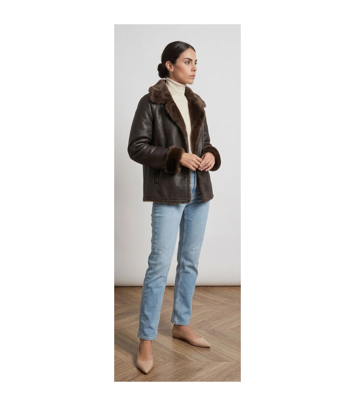 SCL CHAQUETA PIEL VEGANA REVERSIBLE MARRON CHOCOLATE