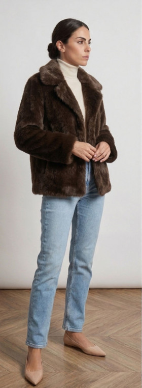 SCL CHAQUETA PIEL VEGANA REVERSIBLE MARRON CHOCOLATE