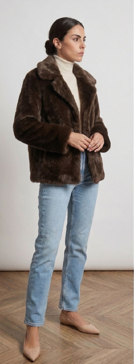 SCL CHAQUETA PIEL VEGANA REVERSIBLE MARRON CHOCOLATE