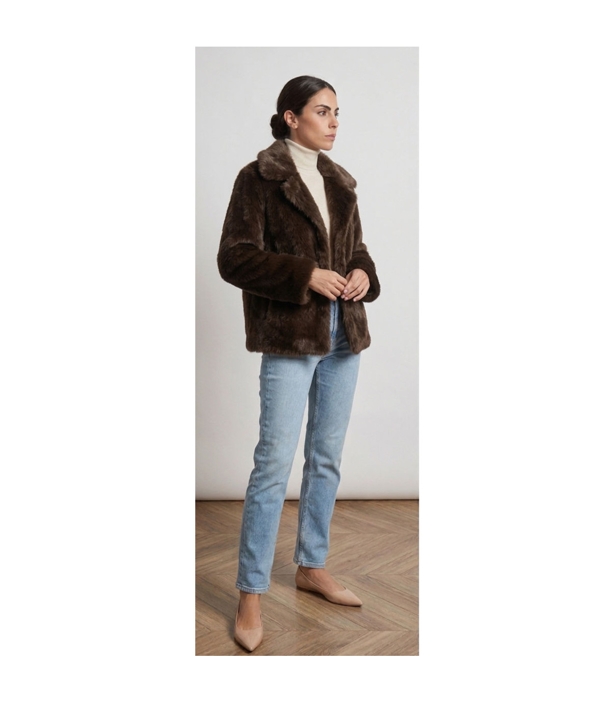 SCL CHAQUETA PIEL VEGANA REVERSIBLE MARRON CHOCOLATE