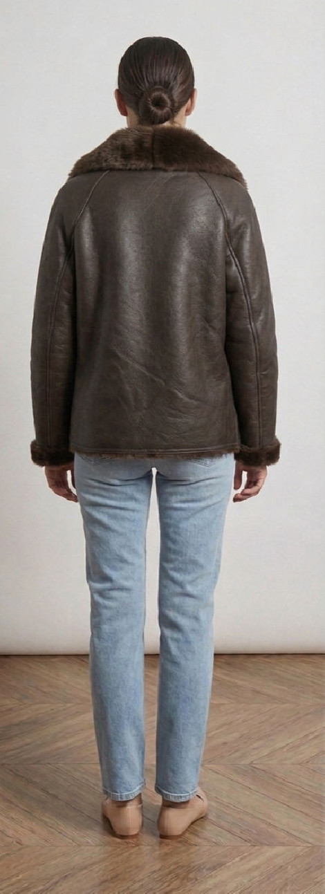 SCL CHAQUETA PIEL VEGANA REVERSIBLE MARRON CHOCOLATE