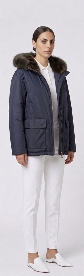 SCL Abrigo reversible azul marino y pelo