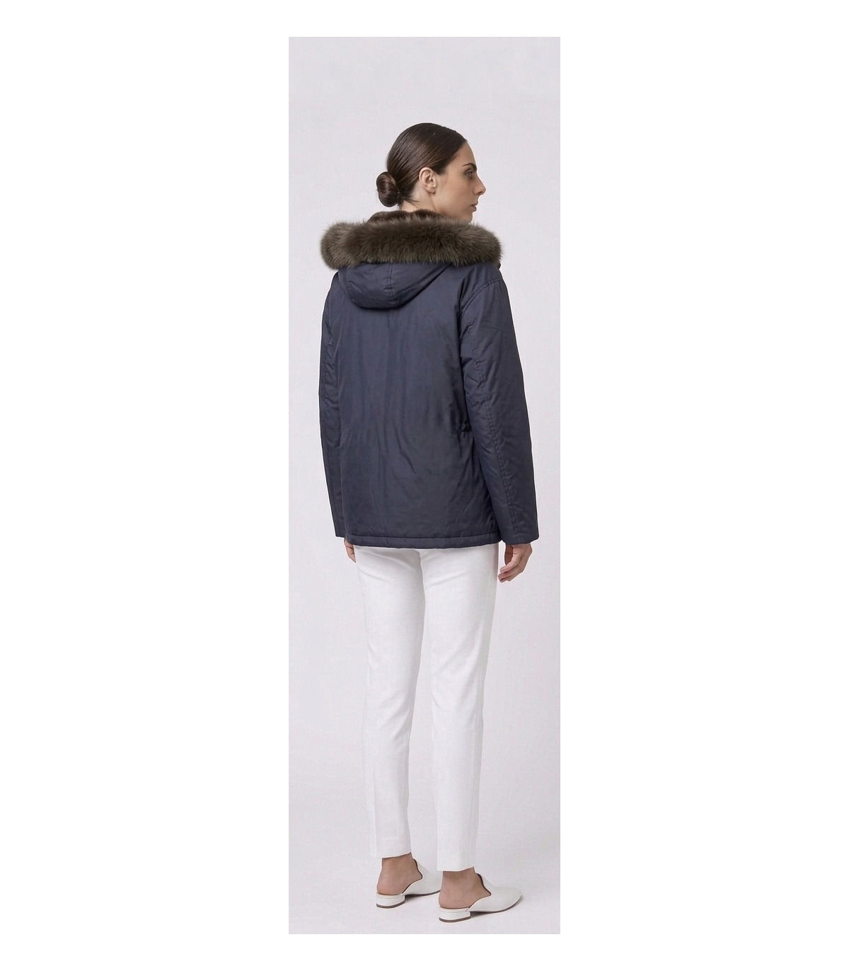 SCL Abrigo reversible azul marino y pelo