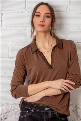 Gerry Blusa cuello polo con detalle lurex