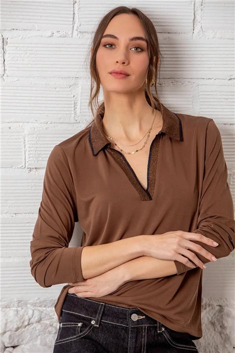 Gerry Blusa cuello polo con detalle lurex