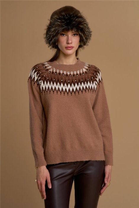 Nosecrets Jersey con diamantes estampado retro