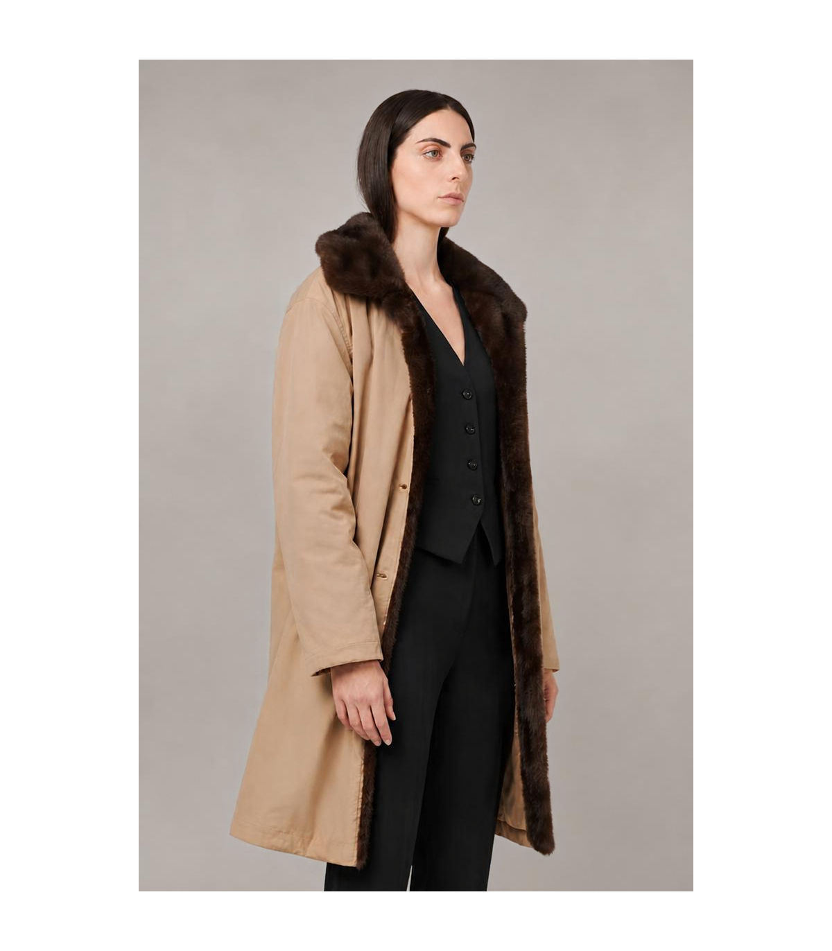 SCL Abrigo beige reversible