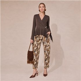Parole Pantalón cacao estampado flor