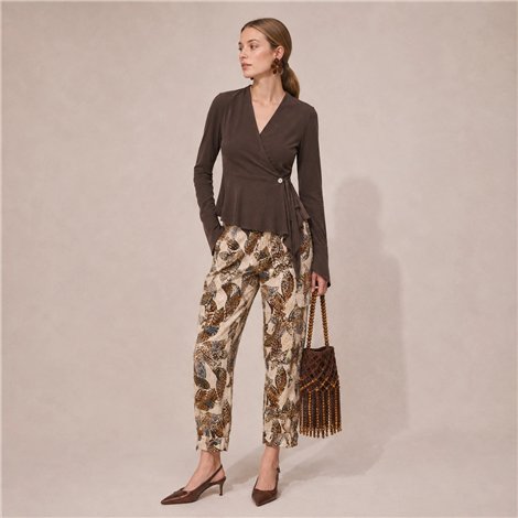 Parole Pantalón cacao estampado flor