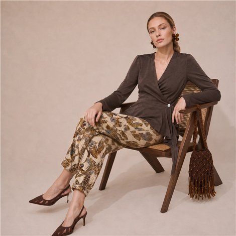 Parole Pantalón cacao estampado flor