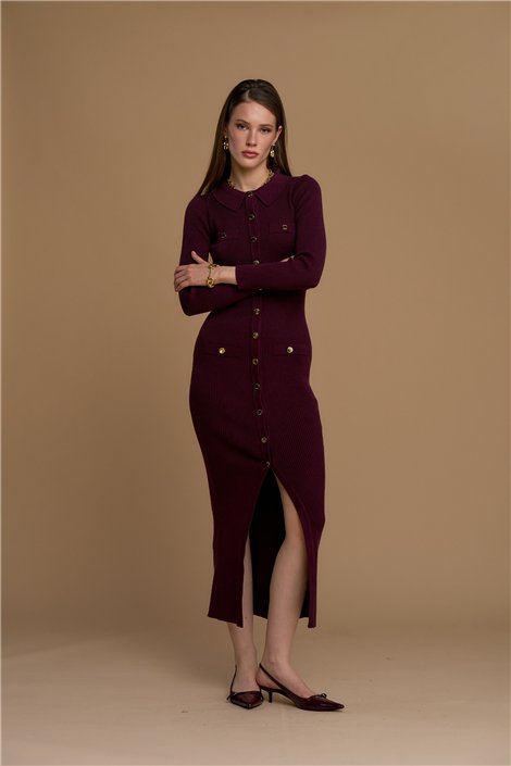 Nosecrets Vestido largo de punto con botones