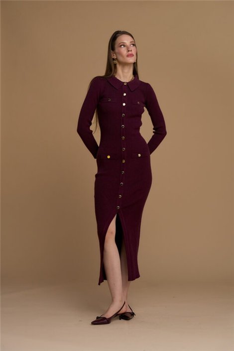 Nosecrets Vestido largo de punto con botones