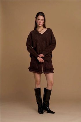 Nosecrets Jersey amplio con microlentejuelas color café
