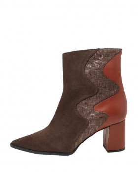 Vosso Moda Botín bimateria marrón-burdeos